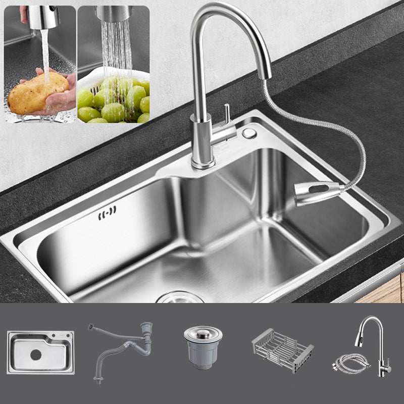 Contemporary Style Kitchen Sink Stainless Steel Drop-In Rustproof Kitchen Sink