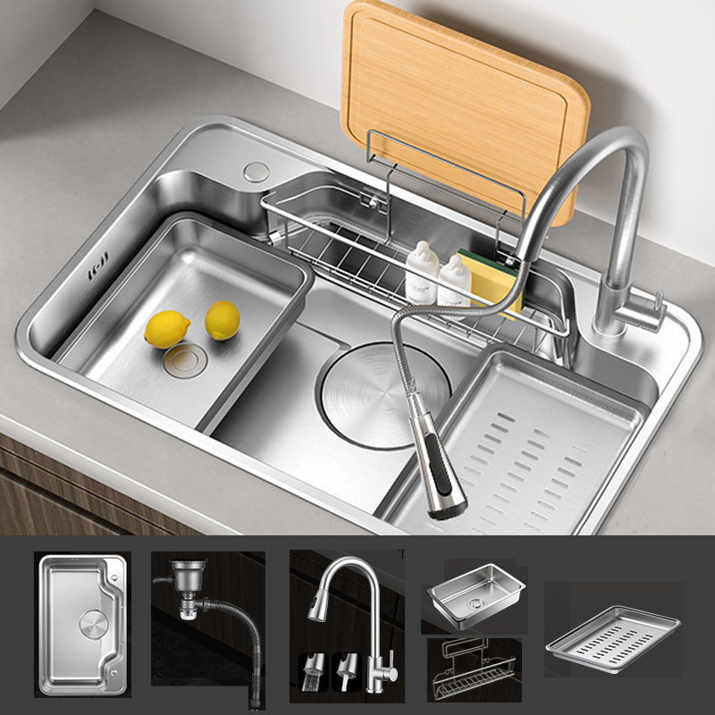 Contemporary Style Kitchen Sink Stainless Steel Drop-In Rustproof Kitchen Sink