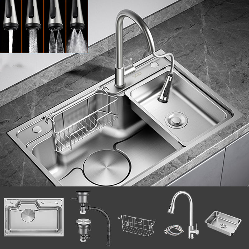 Contemporary Style Kitchen Sink Stainless Steel Drop-In Rustproof Kitchen Sink