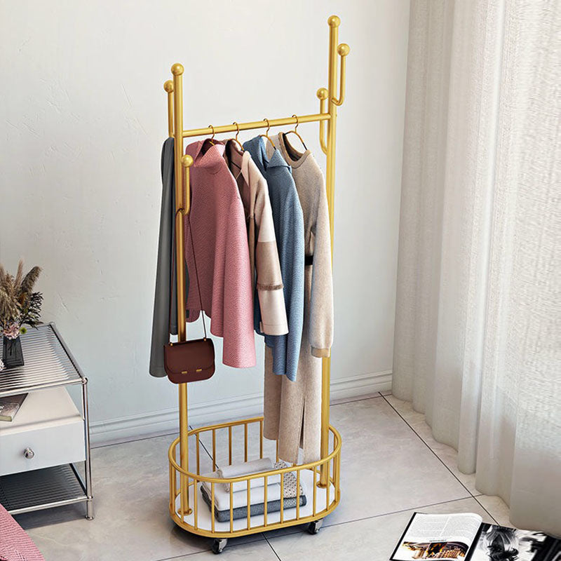 Metal Coat Hanger Modern Style Simple Household Floor Hall Stand with Pulley