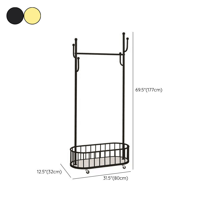 Metal Coat Hanger Modern Style Simple Household Floor Hall Stand with Pulley