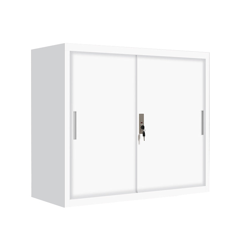 Contemporary File Cabinet Steel Frame Key Lock White Lateral File Cabinet for Office