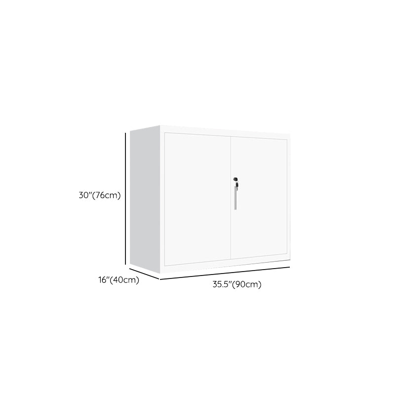 Contemporary File Cabinet Steel Frame Key Lock White Lateral File Cabinet for Office