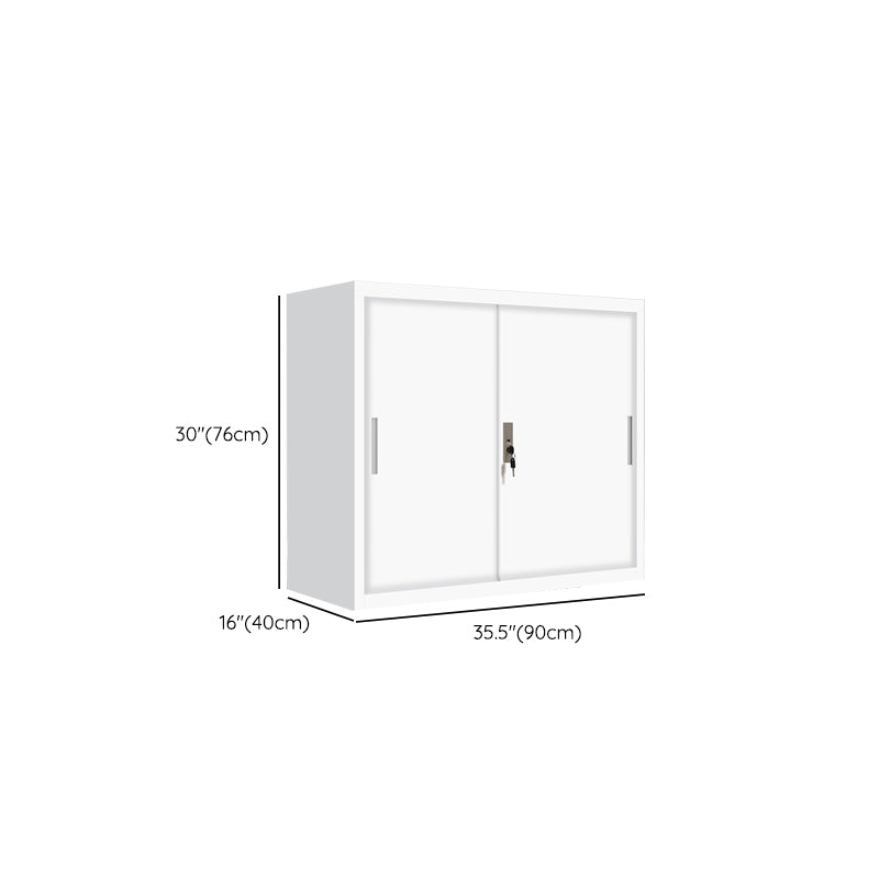 Contemporary File Cabinet Steel Frame Key Lock White Lateral File Cabinet for Office