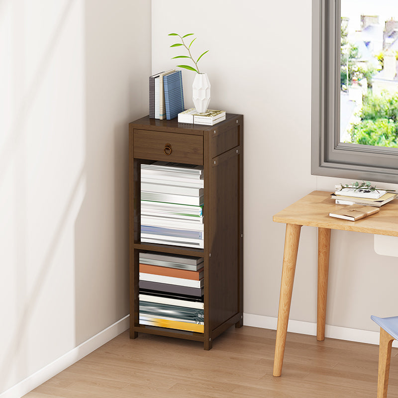 Modern Wooden Accent Chest Living Room Chest with Shelves in Dark Brone