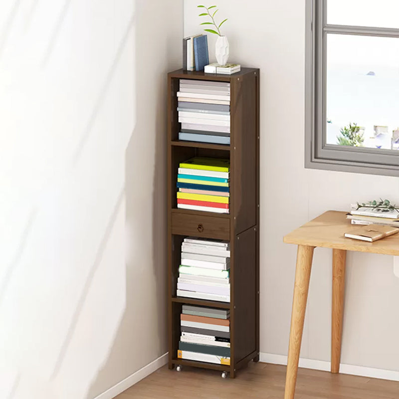 Modern Wooden Accent Chest Living Room Chest with Shelves in Dark Brone