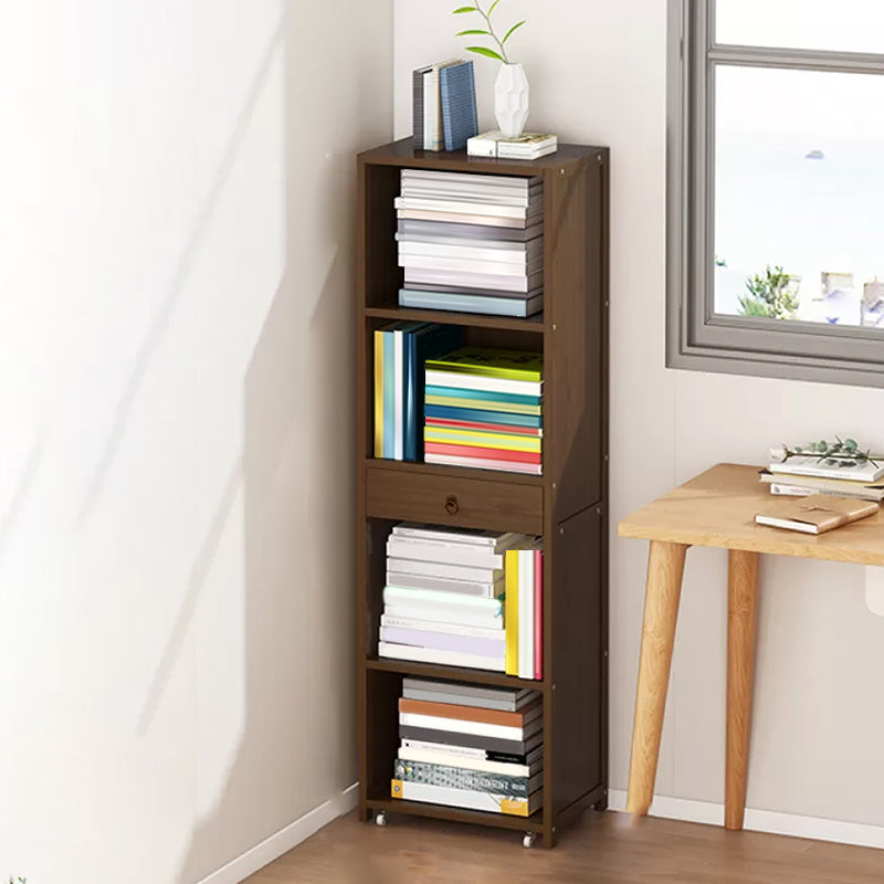 Modern Wooden Accent Chest Living Room Chest with Shelves in Dark Brone