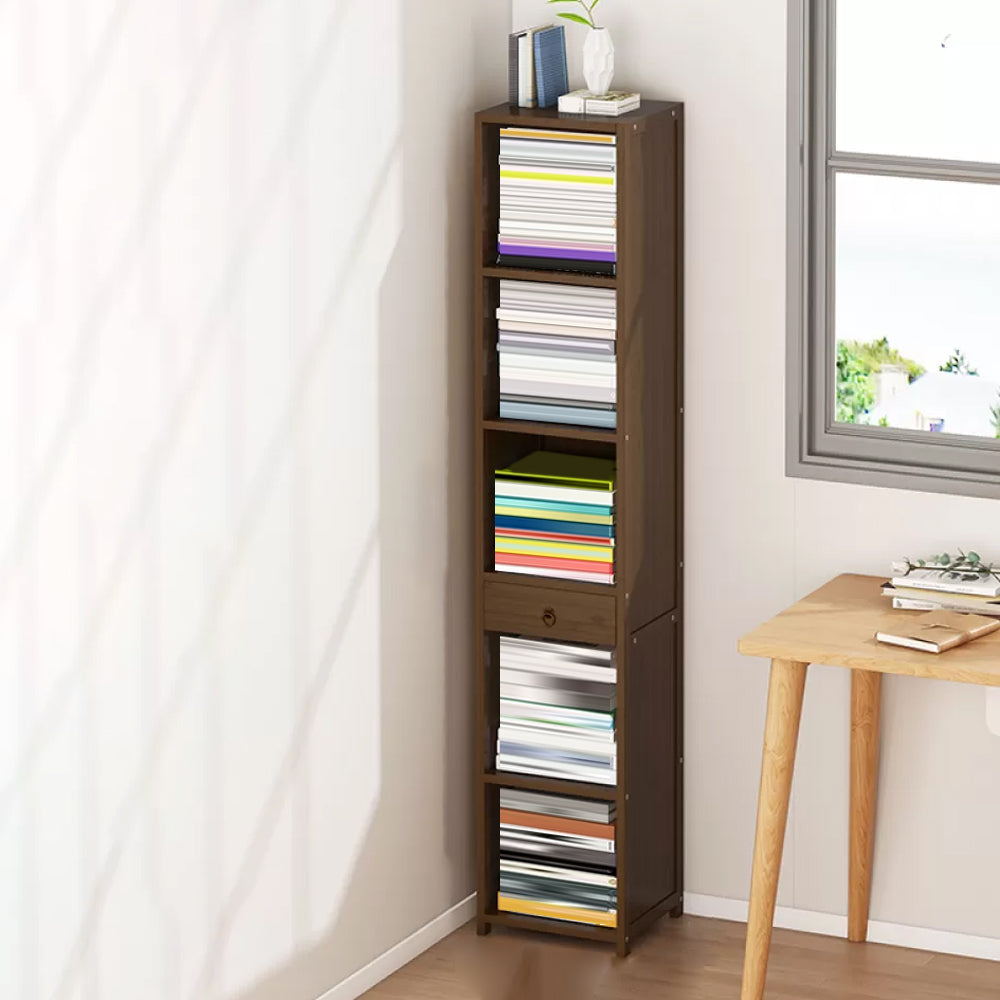 Modern Wooden Accent Chest Living Room Chest with Shelves in Dark Brone