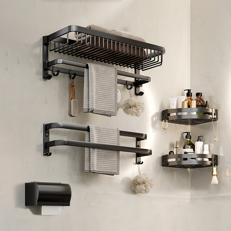 Modern Bathroom Accessory Kit Black Bath Shelf Bath Hardware Set