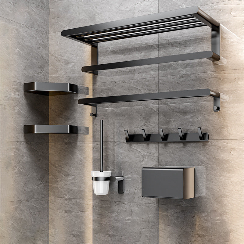 Modern Bathroom Set with Bath Shelf/Towel Bar & Paper Holder Black Bathroom Hardware