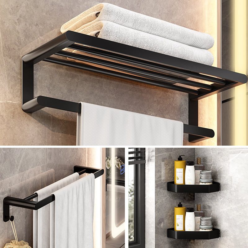 Modern Bathroom Set with Bath Shelf/Towel Bar & Paper Holder Black Bathroom Hardware