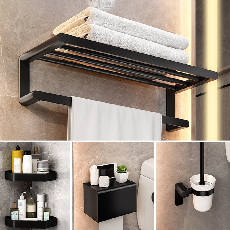 Modern Bathroom Set with Bath Shelf/Towel Bar & Paper Holder Black Bathroom Hardware