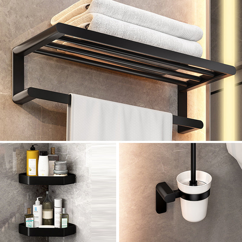 Modern Bathroom Set with Bath Shelf/Towel Bar & Paper Holder Black Bathroom Hardware