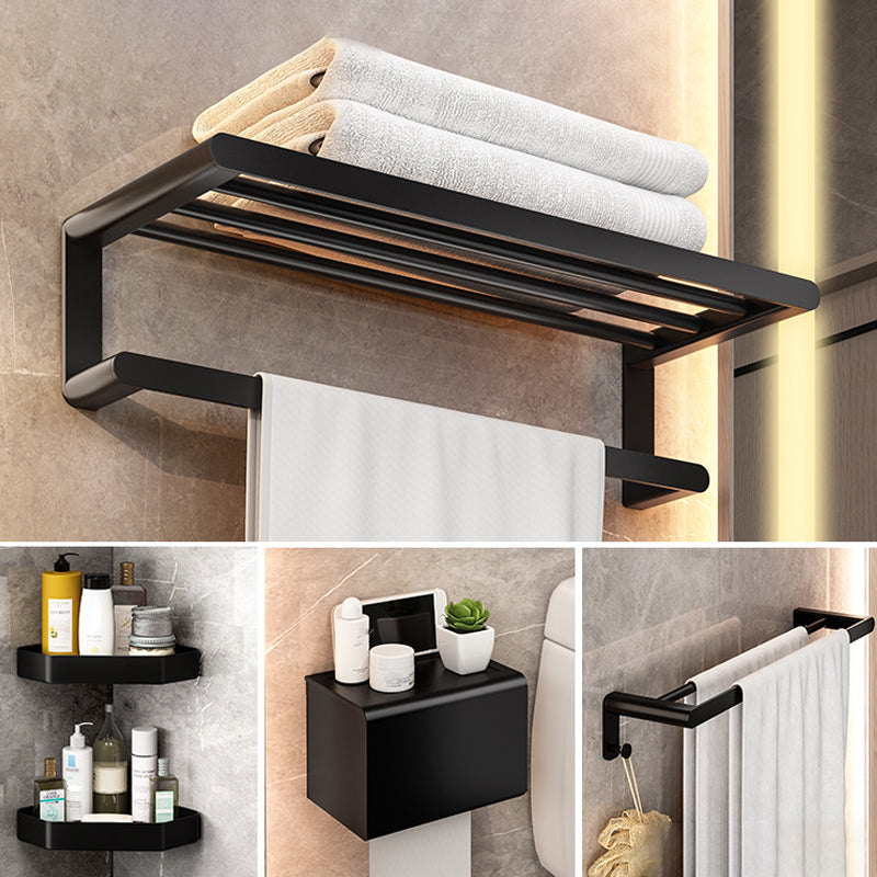 Modern Bathroom Set with Bath Shelf/Towel Bar & Paper Holder Black Bathroom Hardware