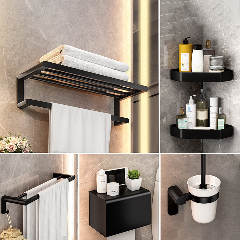 Modern Bathroom Set with Bath Shelf/Towel Bar & Paper Holder Black Bathroom Hardware