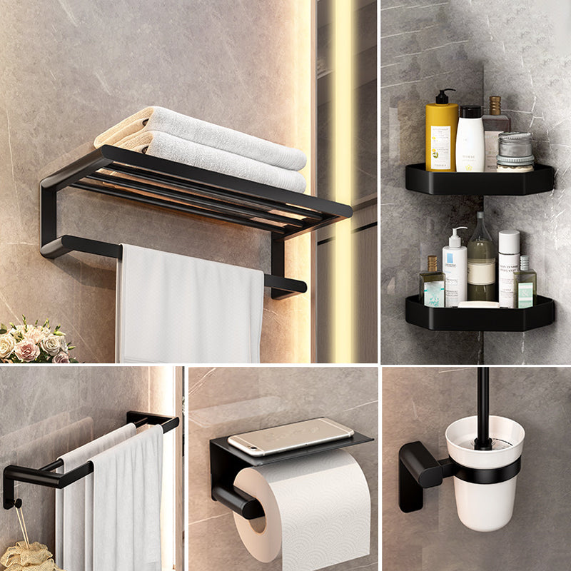 Modern Bathroom Set with Bath Shelf/Towel Bar & Paper Holder Black Bathroom Hardware