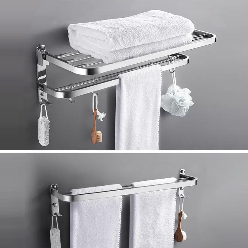 Contemporary Polished Chrome Bathroom Accessory Set with Towel Bar & Bath Shelf