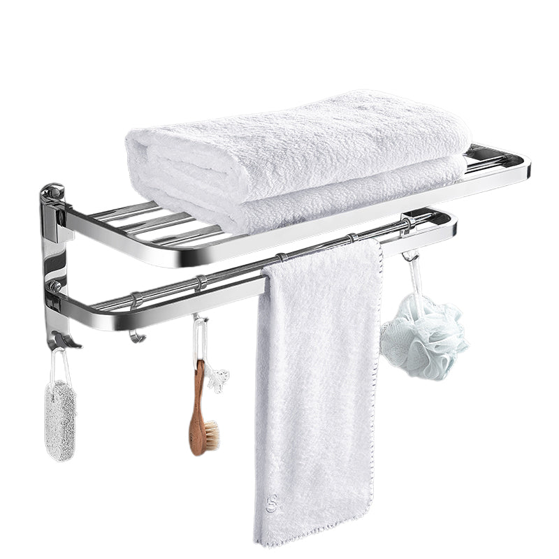 Contemporary Polished Chrome Bathroom Accessory Set with Towel Bar & Bath Shelf