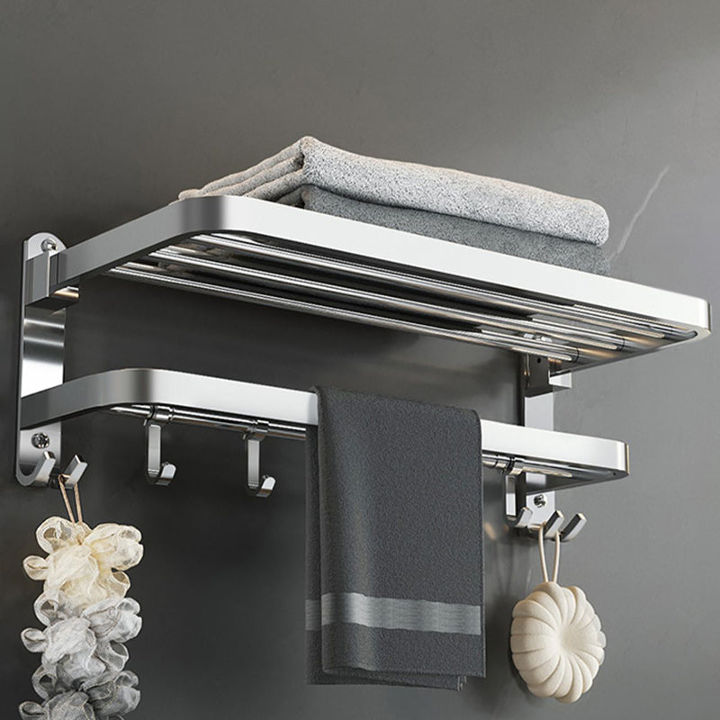 Contemporary Polished Chrome Bathroom Accessory Set with Towel Bar & Bath Shelf