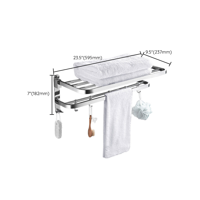 Contemporary Polished Chrome Bathroom Accessory Set with Towel Bar & Bath Shelf