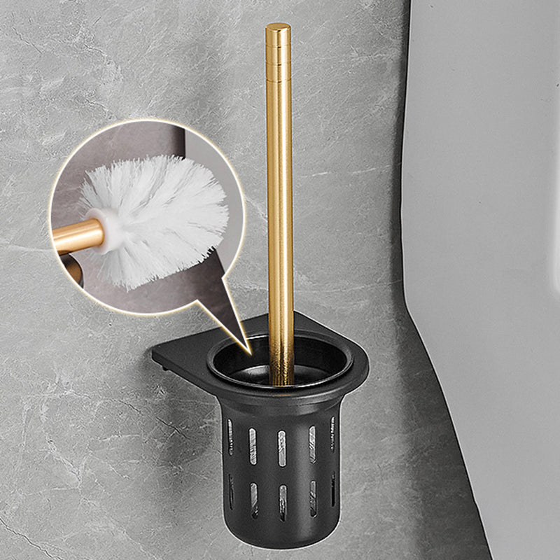 Contemporary Bathroom Accessory Set Black & Golden Bath Shelf/Towel Bar