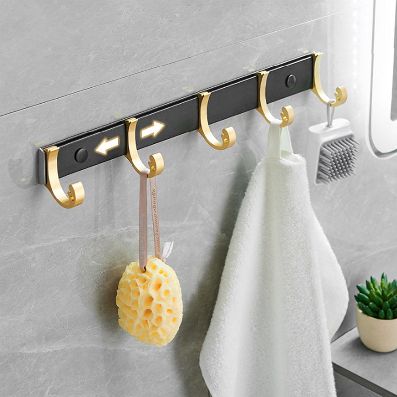 Contemporary Bathroom Accessory Set Black & Golden Bath Shelf/Towel Bar