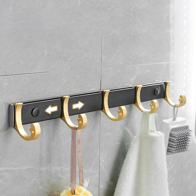 Contemporary Bathroom Accessory Set Black & Golden Bath Shelf/Towel Bar