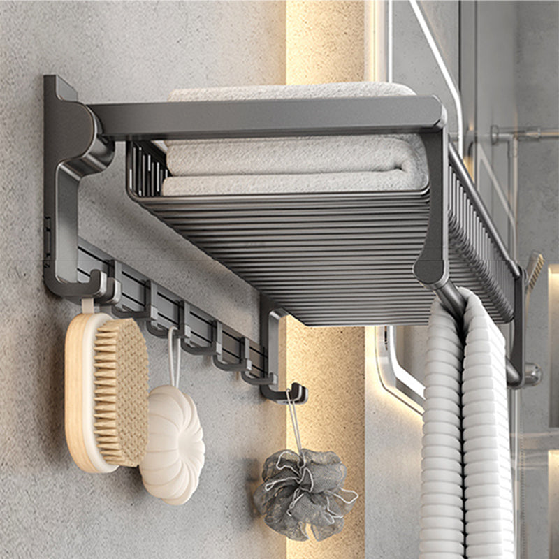 Gray Contemporary Bathroom Accessory Set Bath Shelf/Towel Bar & Robe Hooks Included