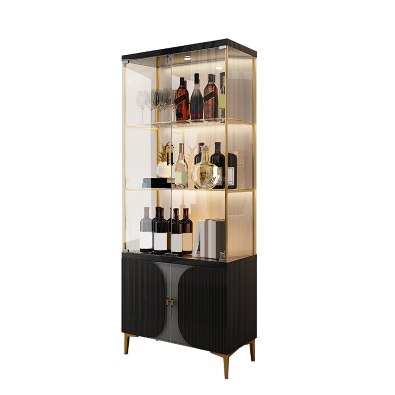 Modern Curio Cabinet Glass Storage Cabinet with Doors for Dining Room