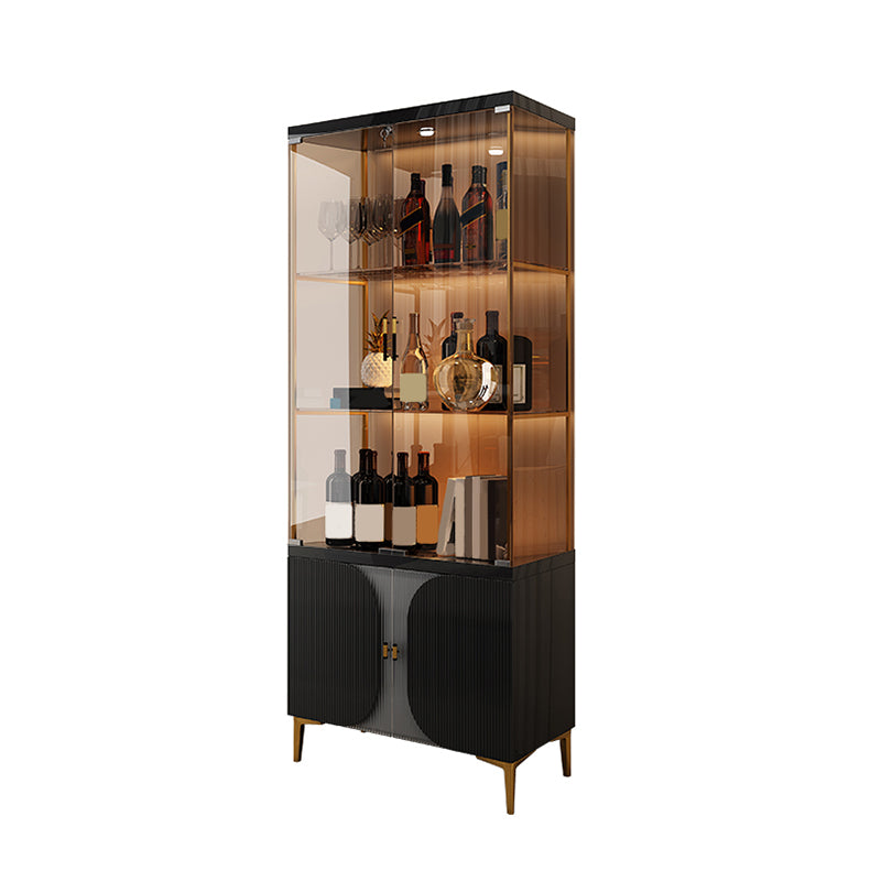 Modern Curio Cabinet Glass Storage Cabinet with Doors for Dining Room