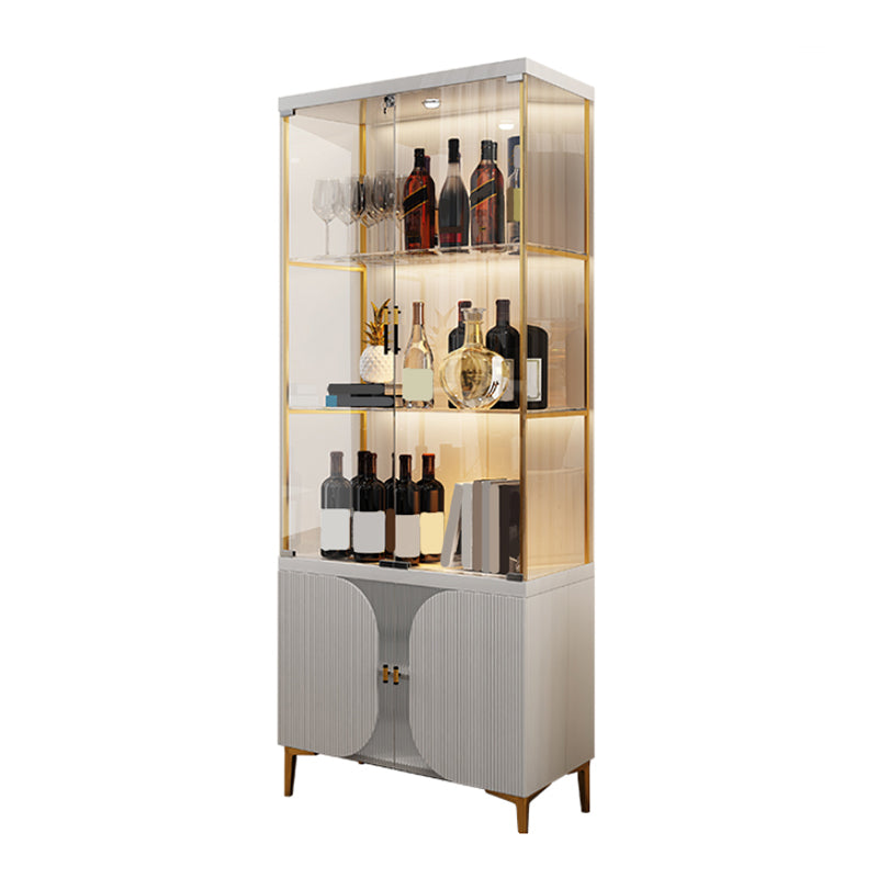 Modern Curio Cabinet Glass Storage Cabinet with Doors for Dining Room