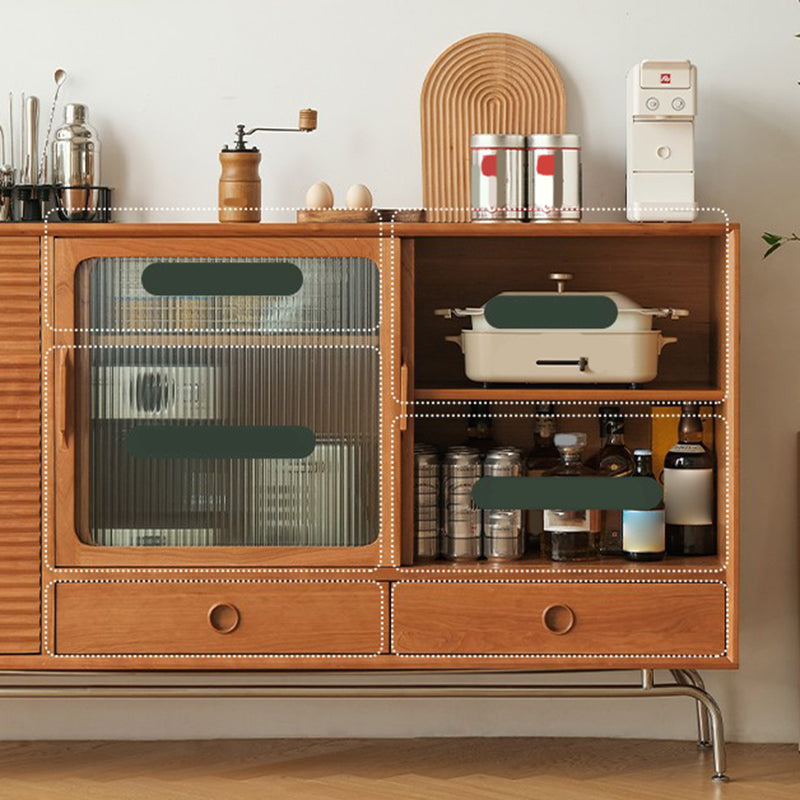 Modern Display Stand Pine Storage Cabinet with Doors for Dining Room