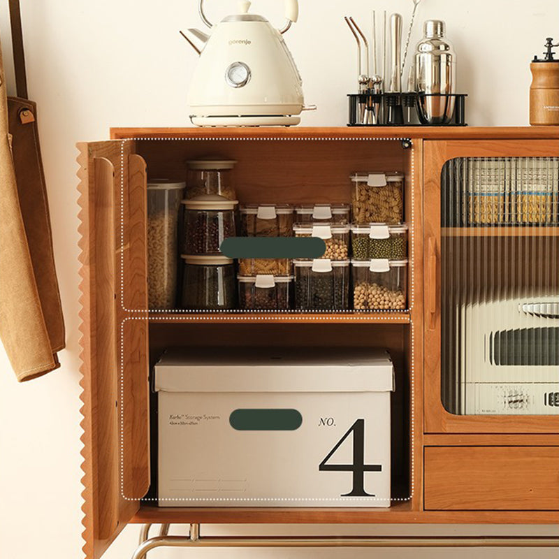 Modern Display Stand Pine Storage Cabinet with Doors for Dining Room