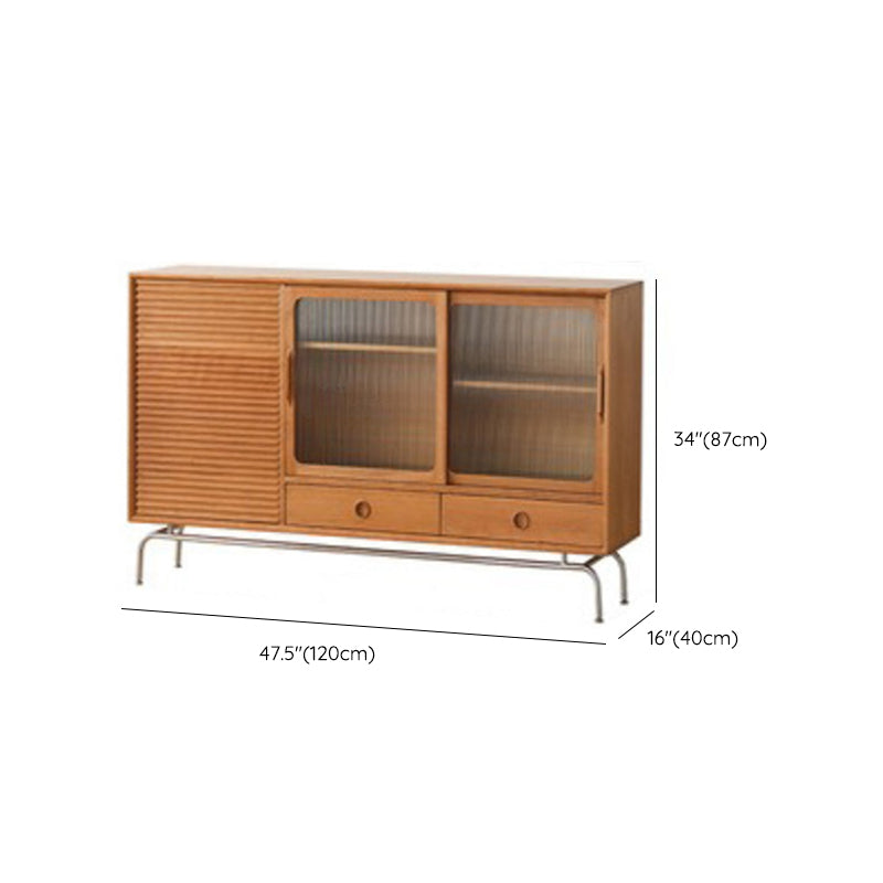 Modern Display Stand Pine Storage Cabinet with Doors for Dining Room