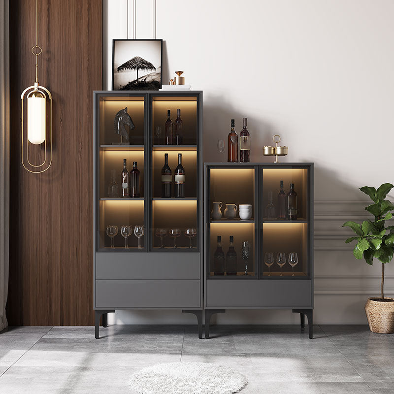 Modern Display Stand Wood Storage Cabinet with Doors for Dining Room