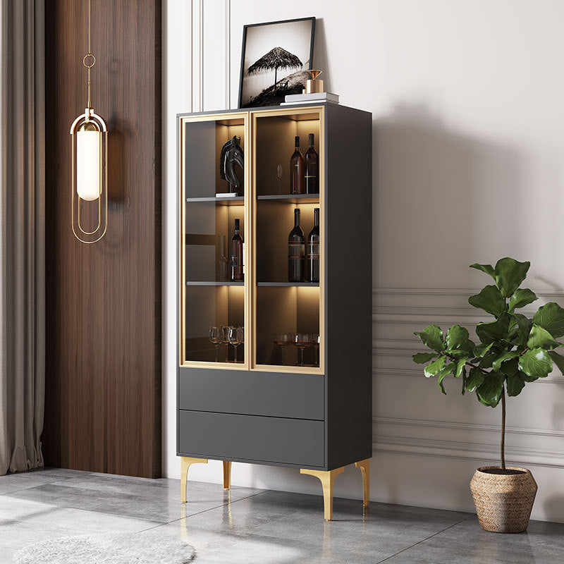 Modern Display Stand Wood Storage Cabinet with Doors for Dining Room