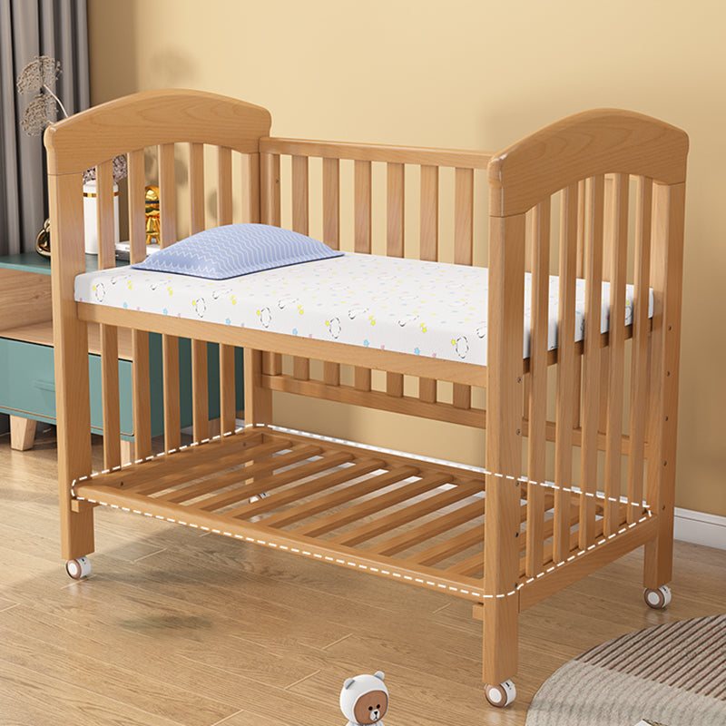 Adjustable Height Crib with Storage 2-in-1 Convertible Baby Crib