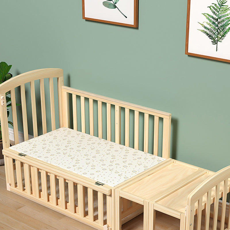 Contemporary 3-in-1 Solid Wood Convertible Baby Crib with Wheels and Storage