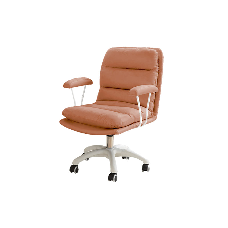 Fixed Arms Desk Chair Modern No Distressing Ergonomic Office Chair with Wheels