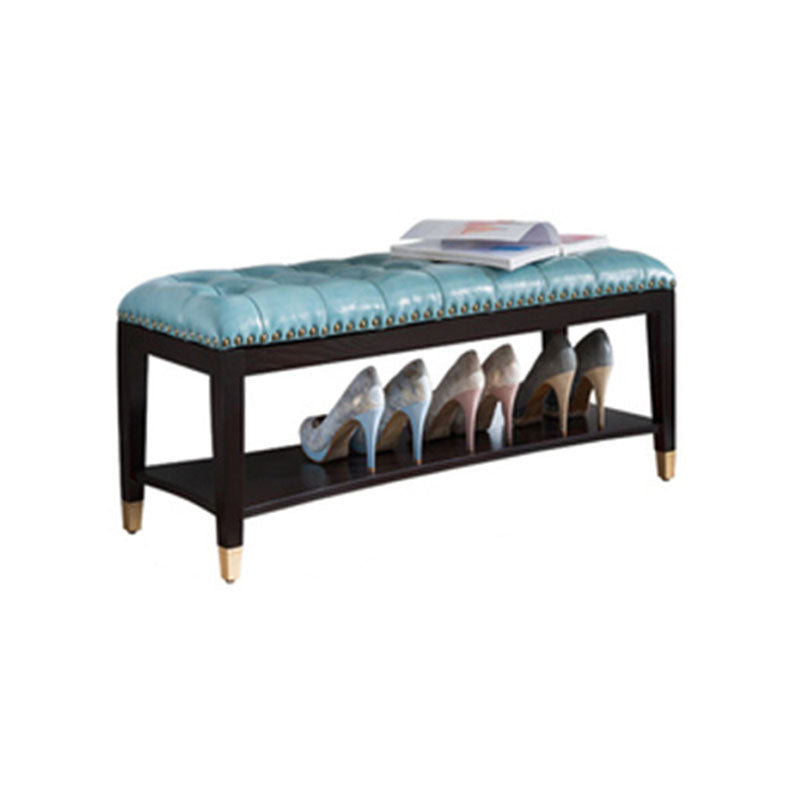 Traditional Entryway Bench Solid Wood Seating Bench with Upholstered