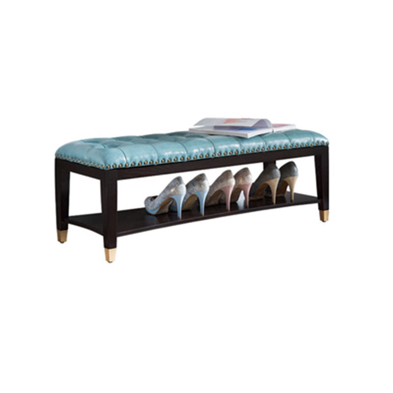 Traditional Entryway Bench Solid Wood Seating Bench with Upholstered