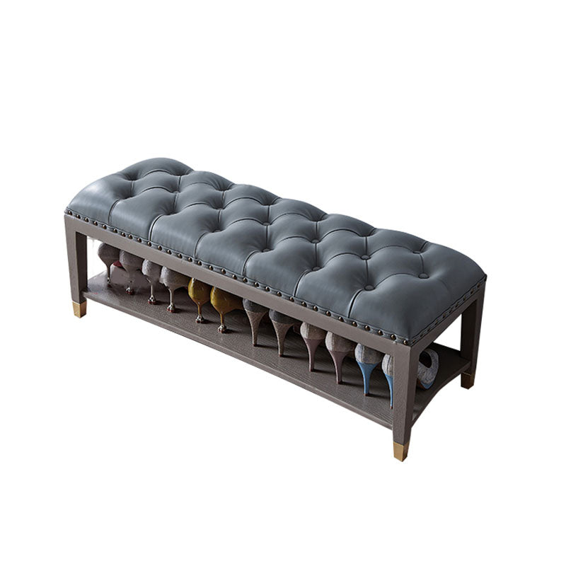 Traditional Entryway Bench Solid Wood Seating Bench with Upholstered