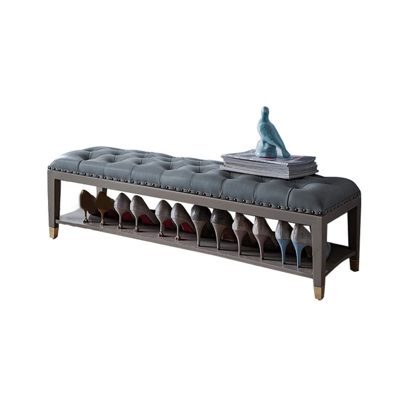 Traditional Entryway Bench Solid Wood Seating Bench with Upholstered