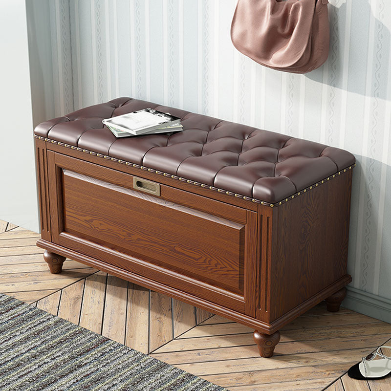 Traditional Entryway Bench Solid Wood Bench with Upholstered