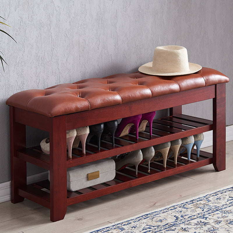 Traditional Entryway Bench Solid Wood Bench with Upholstered