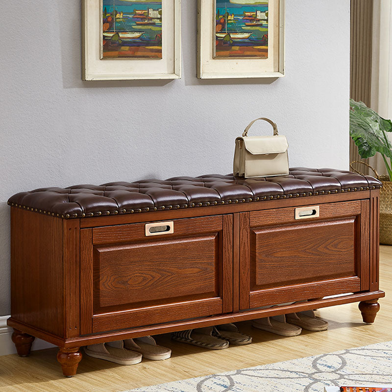 Traditional Entryway Bench Solid Wood Bench with Upholstered