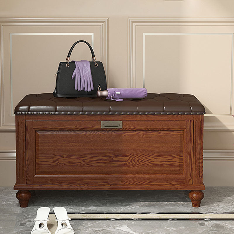 Traditional Entryway Bench Solid Wood Bench with Upholstered