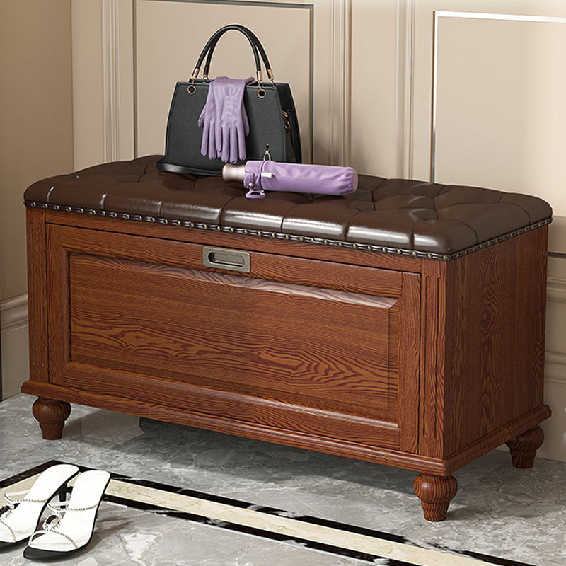 Traditional Entryway Bench Solid Wood Bench with Upholstered