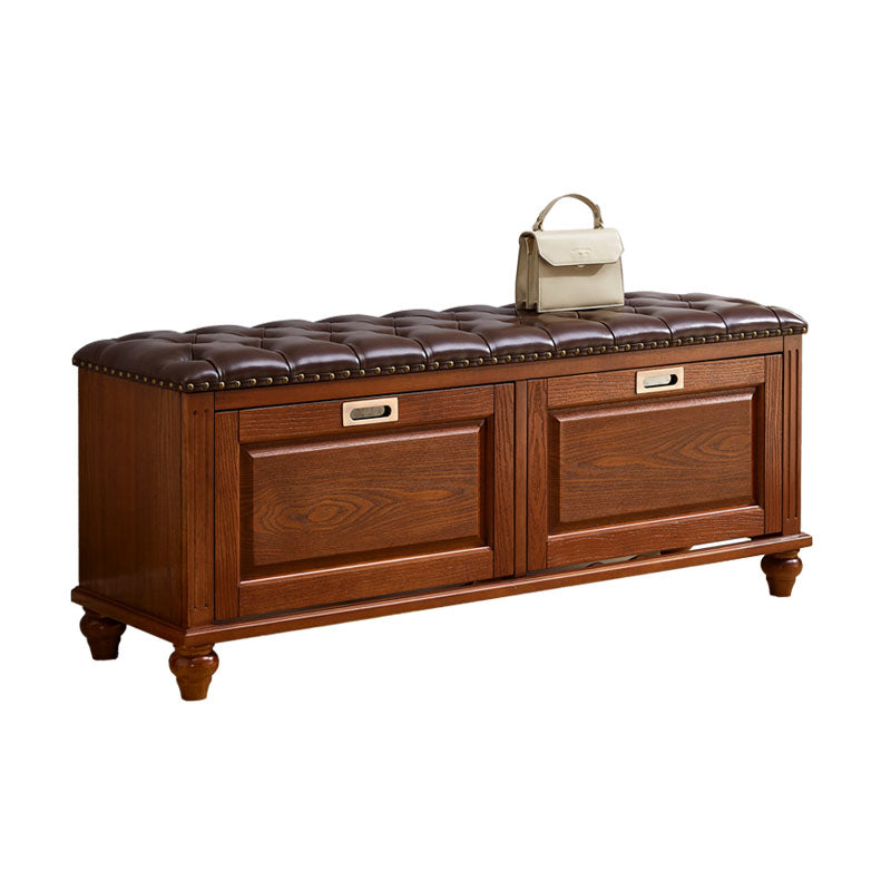 Traditional Entryway Bench Solid Wood Bench with Upholstered