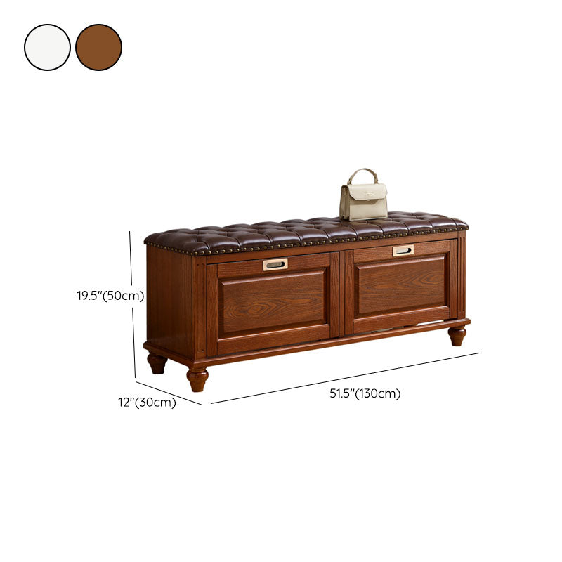 Traditional Entryway Bench Solid Wood Bench with Upholstered